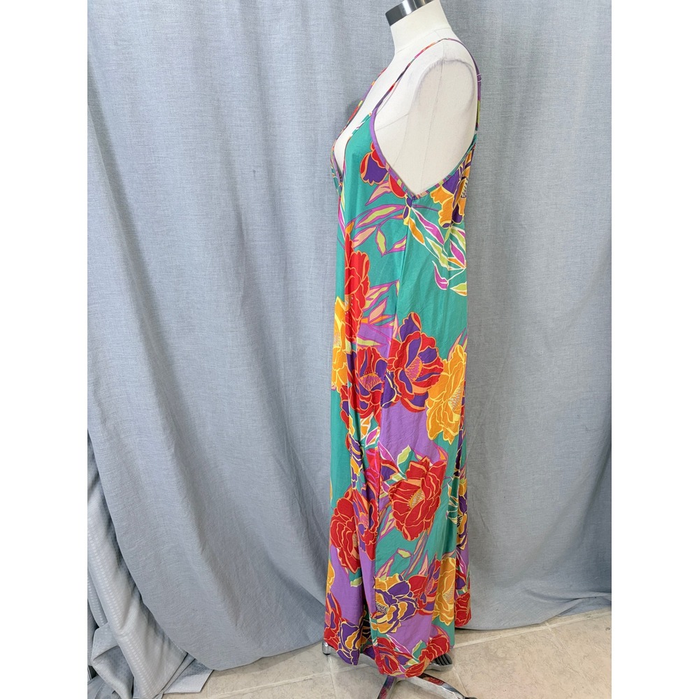 Millibon USA Floral Cocoon Dress Balloon Hem Sleeveless Oversized M Resortwear - Picture 9 of 12